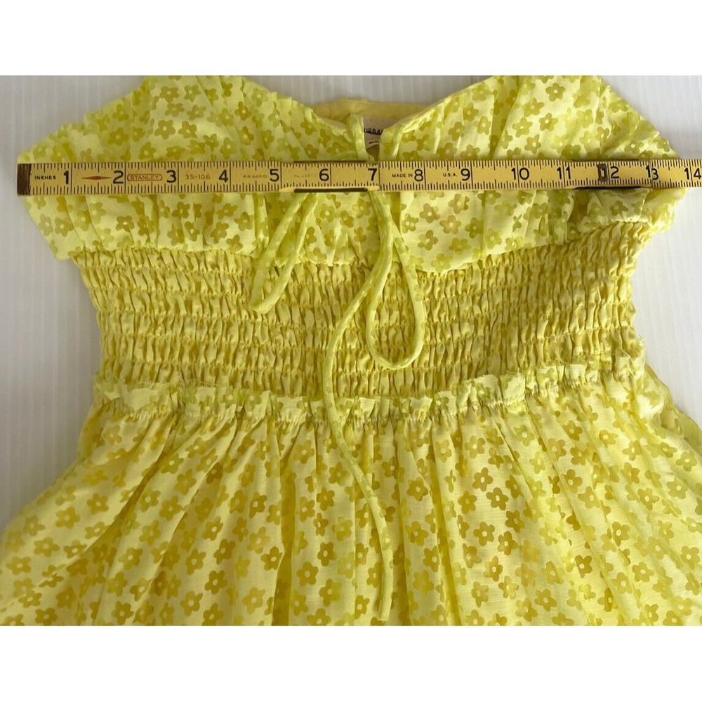 New Urban Outfitters Women Reina Semi-Sheer  Preppy Yellow Midi Dress Size Small - Picture 9 of 13